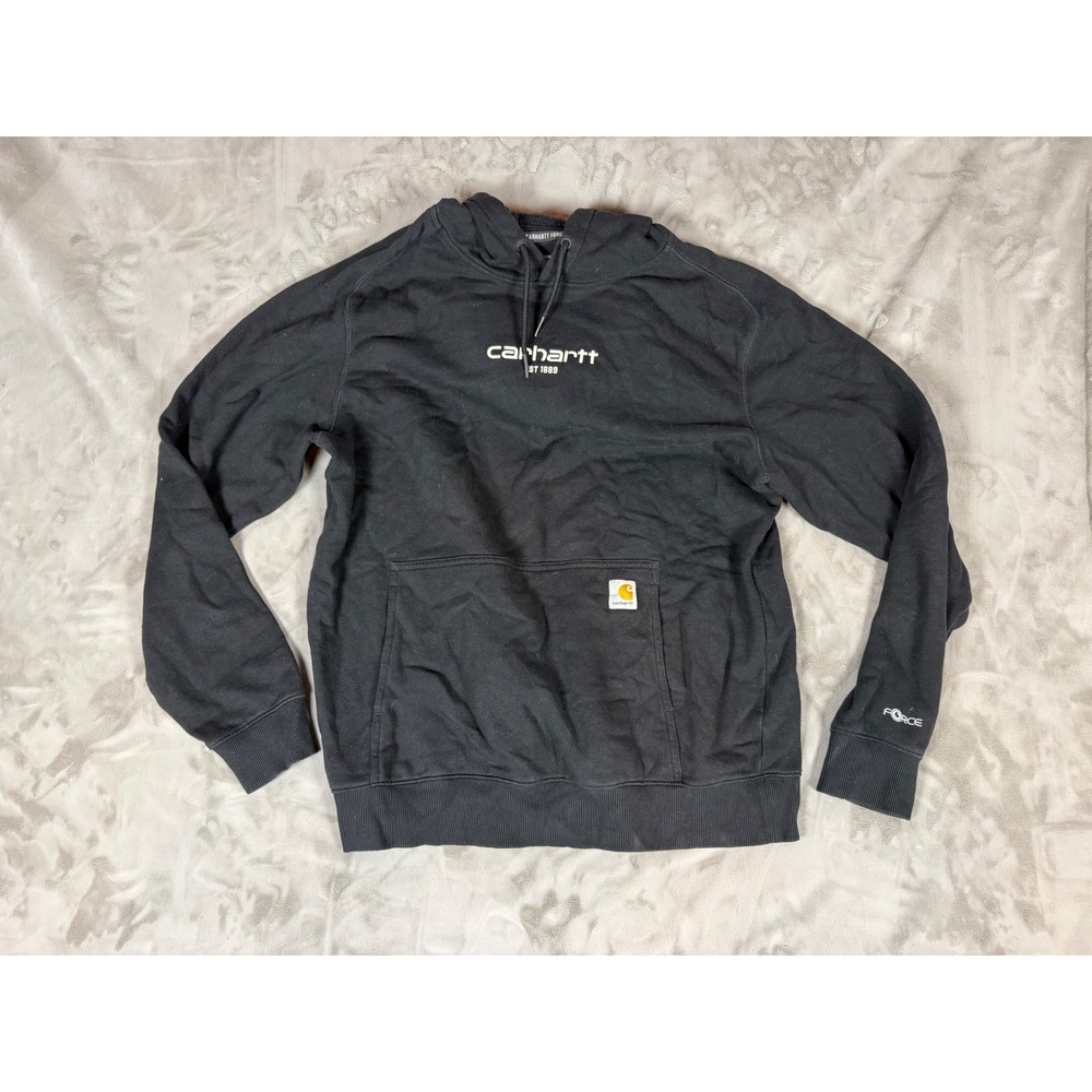 Carhartt Force Relaxed Fit Hoodie Black Graphic Logo Sweatshirt Mens Large